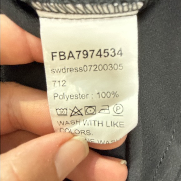 Black Smocked Boho Mini Dress Off Shoulder Bell Sleeve Large Whimsigoth - Picture 8 of 8